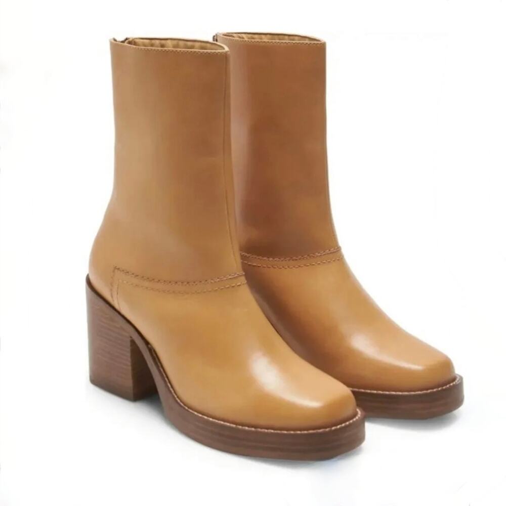 Free People Portwood Heel Boots - Rum Tan - Boho - Retro - Western - Size 37